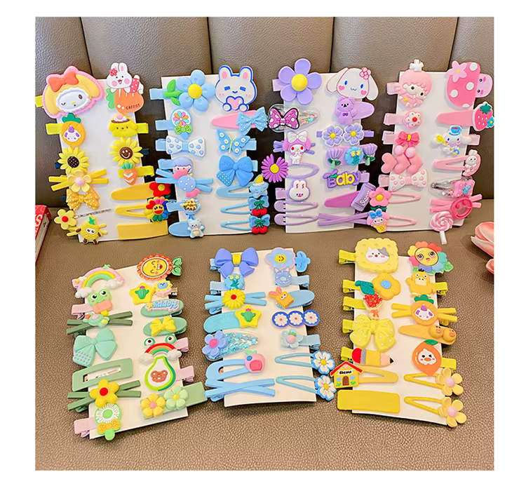 Set of Hair Clips & Pins for Kids – Cute Butterfly, Flower & Princess Styles 14pcs
