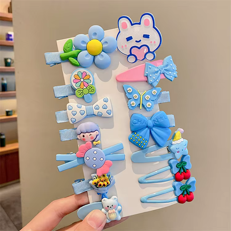 Set of Hair Clips & Pins for Kids – Cute Butterfly, Flower & Princess Styles 14pcs