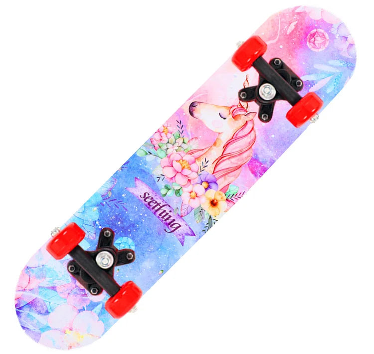 60CM Kids Cartoon Skateboard – Double Rocker Maple Deck for Beginners (Ages 2–6)