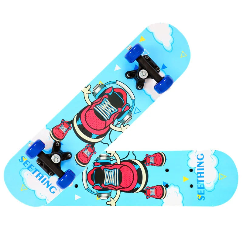 60CM Kids Cartoon Skateboard – Double Rocker Maple Deck for Beginners (Ages 2–6)