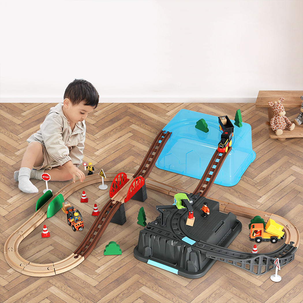 Bopeep Toy Train Set Track DIY Wooden-1942352910641926151