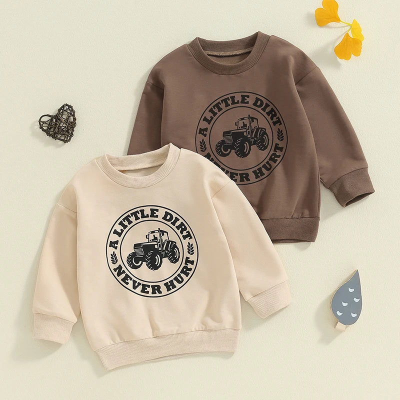 Baby Boys Cotton Tractor Sweatshirt – Casual Fall Pullover