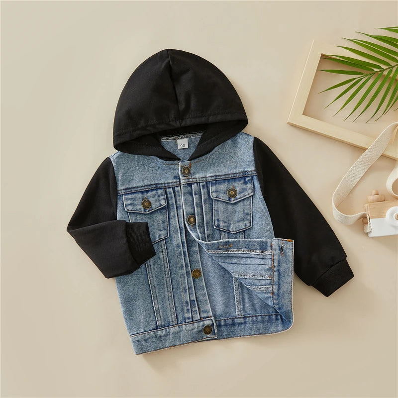 Kids Denim Hooded Jacket | Unisex Outerwear