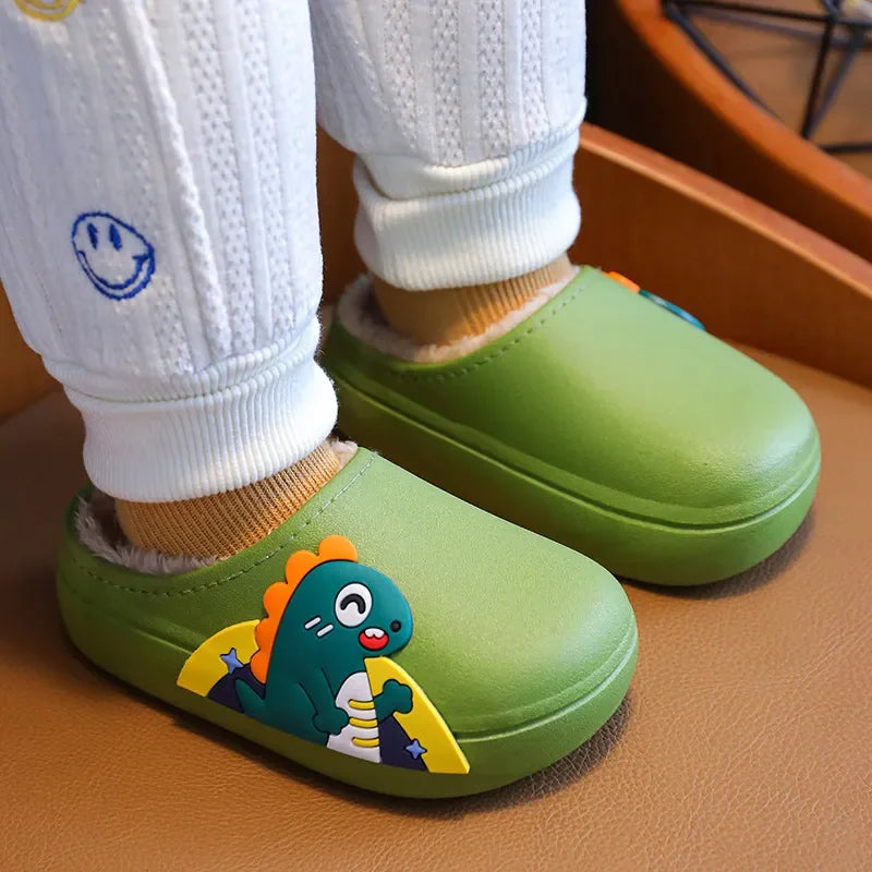 Kids Winter Cartoon Slippers – Warm, Waterproof, Non-Slip Indoor Shoes