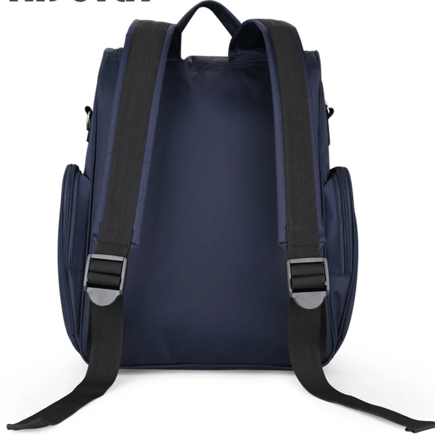 Navy blue backpack with black straps on a white background, featuring the brand 'insular'.