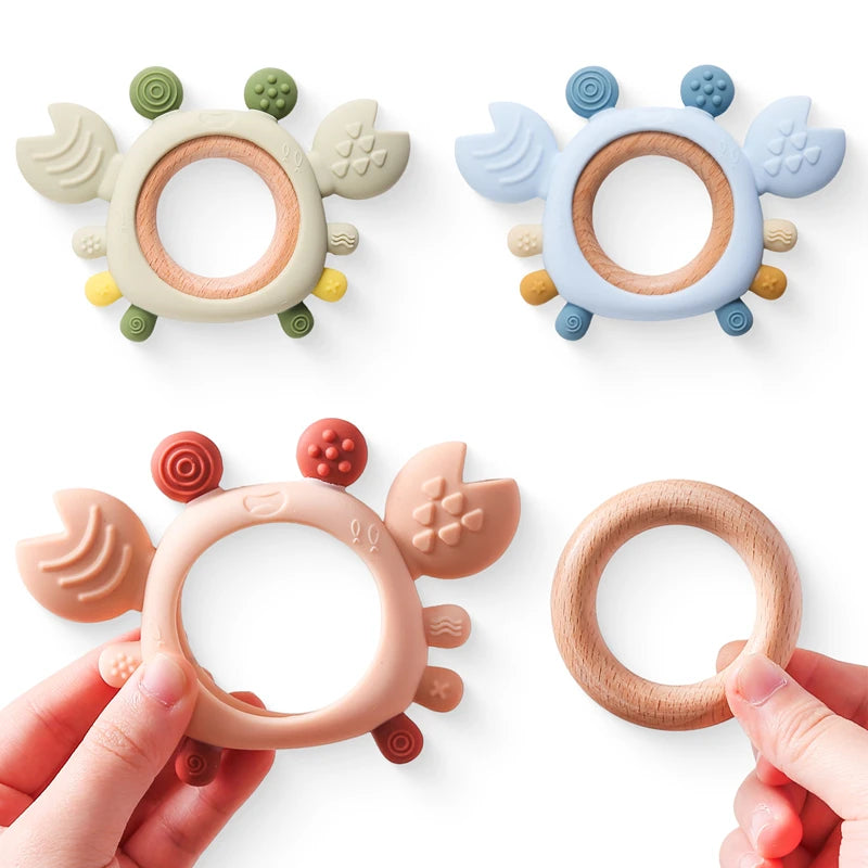 Baby Cartoon Crab Teether Ring – BPA-Free Silicone Teething Toy for Newborns, Baby Animal Soothing Accessories & Comfort Gifts