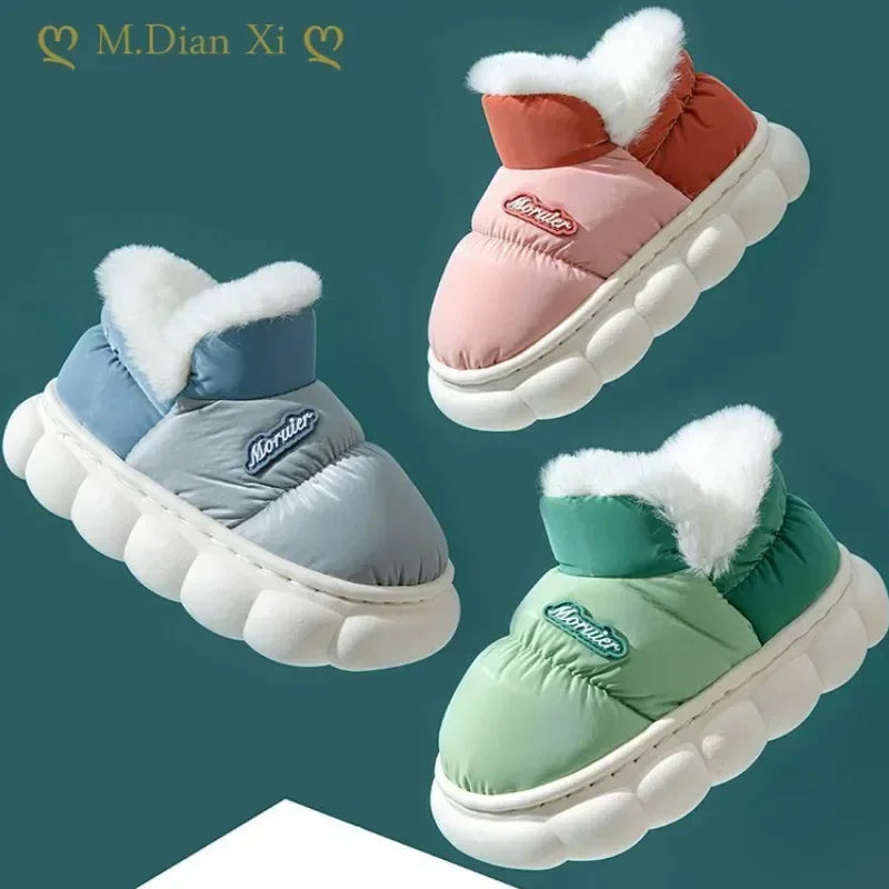 Kids Winter Cotton Boots – Plush PU Leather Anti-Slip Shoes