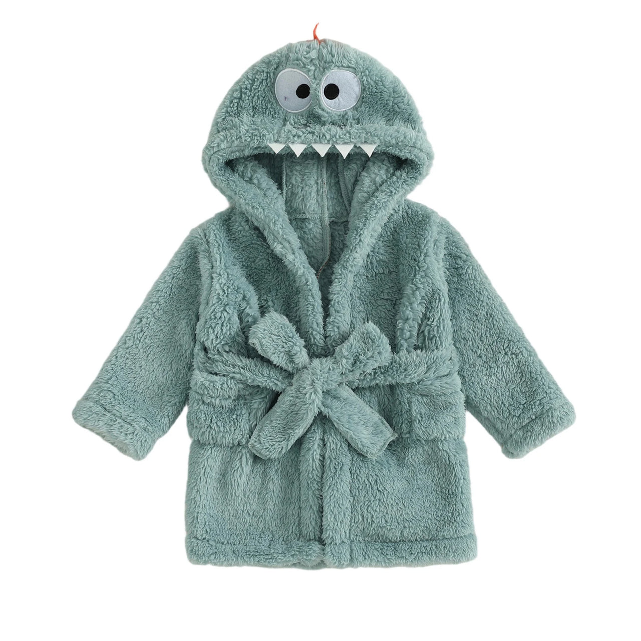 Plush Dinosaur Baby & Toddler Bathrobe – Soft Hooded Fleece Robe with Belt