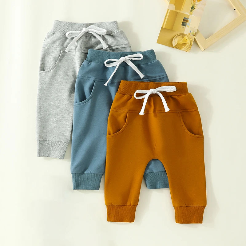 Baby Cotton Harem Pants (3-Pack) | Unisex Joggers with Pockets