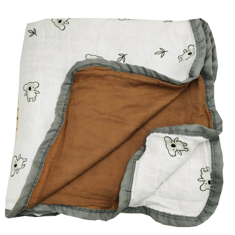 Organic Cotton & Bamboo Muslin Swaddle Blanket – 120x120cm European Style for Newborns