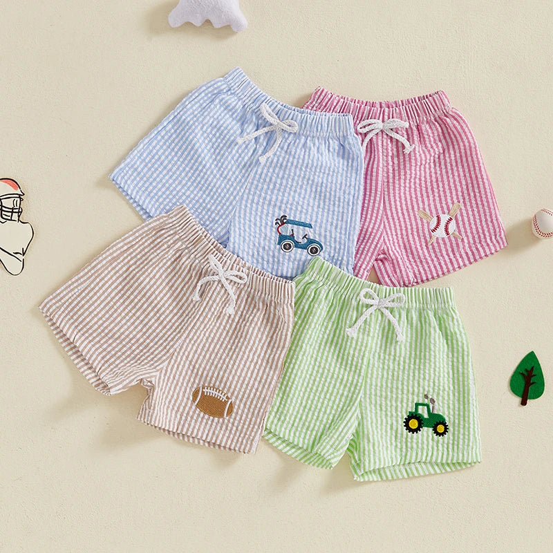 Unisex Striped Baby Shorts | Elastic Waist Loose Fit
