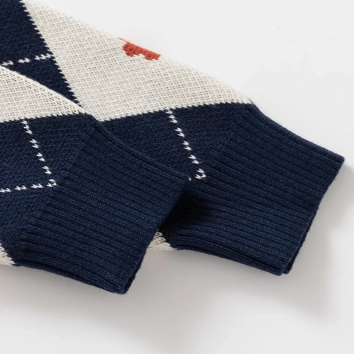 Warm Pullover Sweater for Kids – Cartoon Bear Diamond Pattern Knitwear