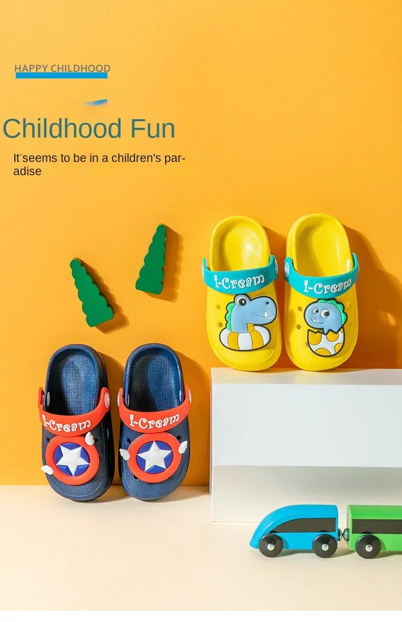 Summer Kids Sandals – Lightweight Anti-Skid Hole Shoes for Boys &amp; Girls | Cartoon DIY Design, Perfect for Sandy Beach &amp; Everyday Wear