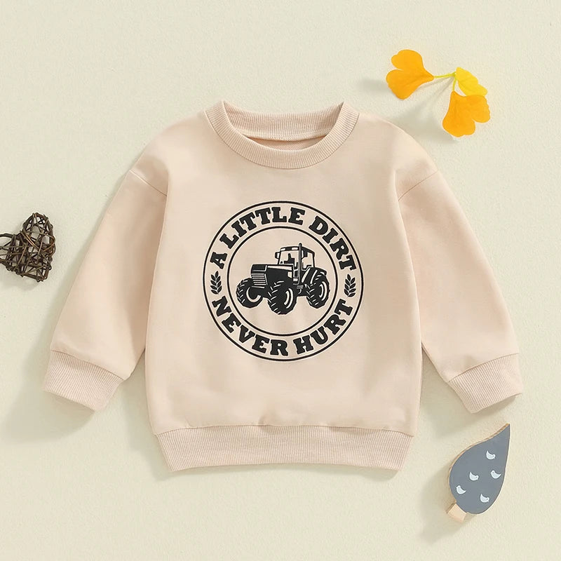 Baby Boys Cotton Tractor Sweatshirt – Casual Fall Pullover