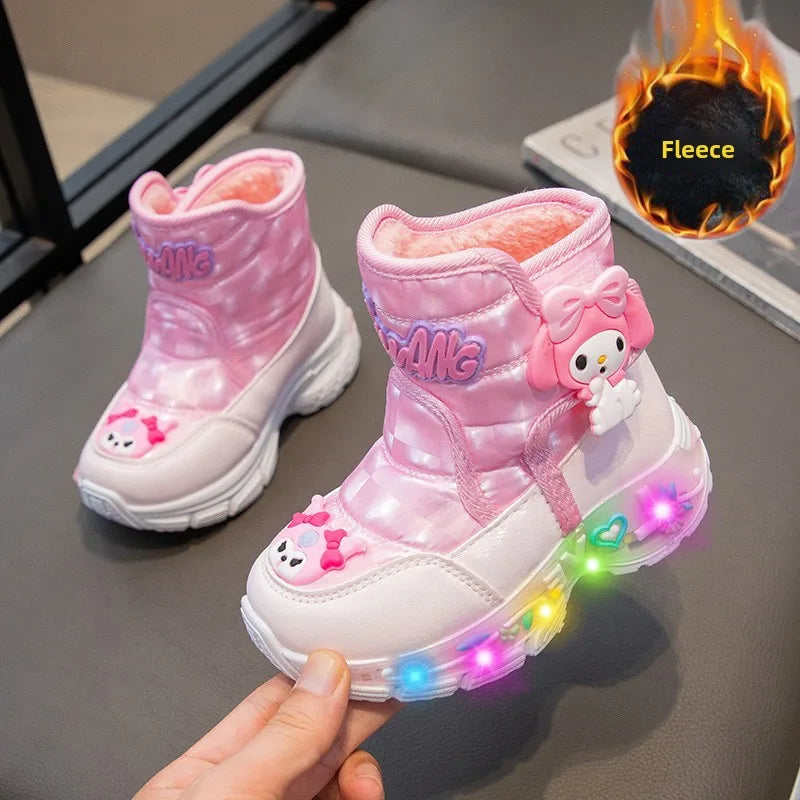 Girls’ Winter Snow Boots – Cute Melody Cartoon Design, Non-Slip, Warm & Plush-Lined
