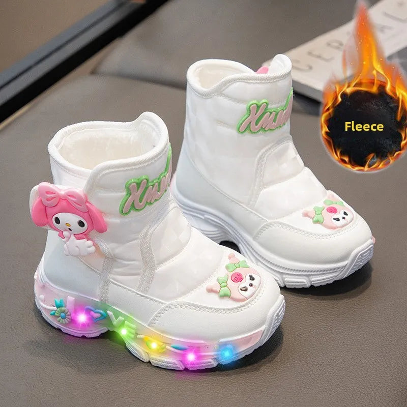 Girls’ Winter Snow Boots – Cute Melody Cartoon Design, Non-Slip, Warm & Plush-Lined