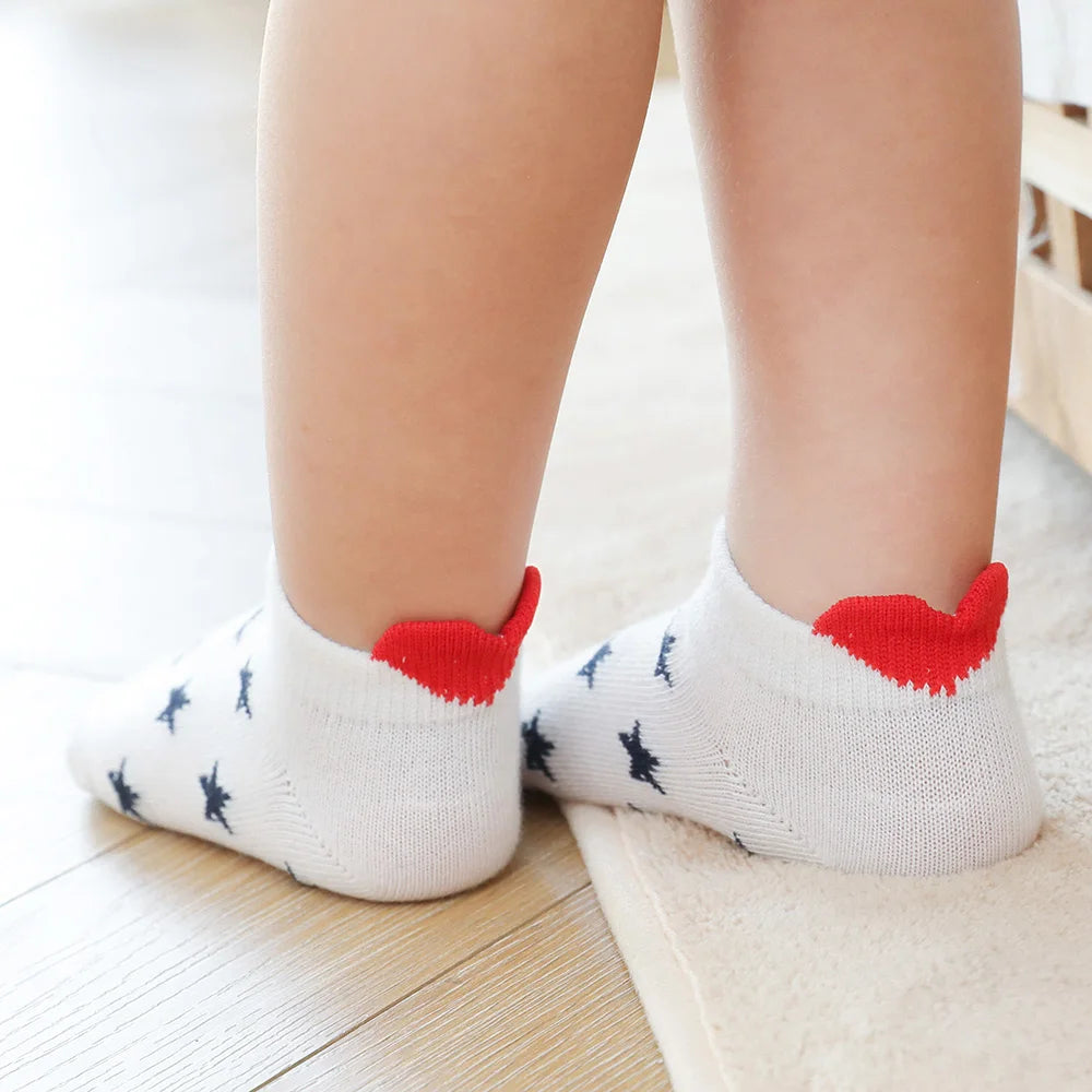 5 Pairs Baby Socks – Cute Red Heart Mesh Cotton Socks for Kids (0–12 Years)