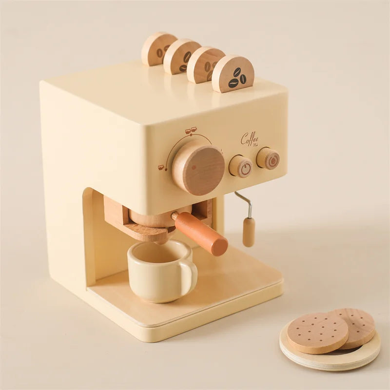 Wooden Montessori Coffee Machine Playset – Educational Role Play Toy