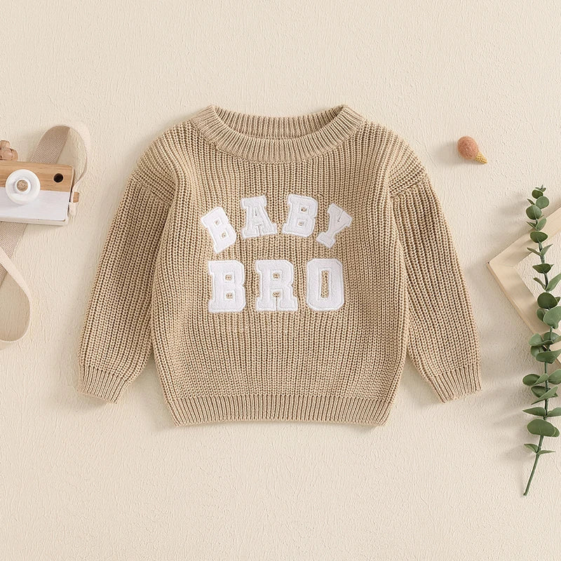Baby Boys Knit Letter Sweater – Cozy Pullover for Newborns & Toddlers