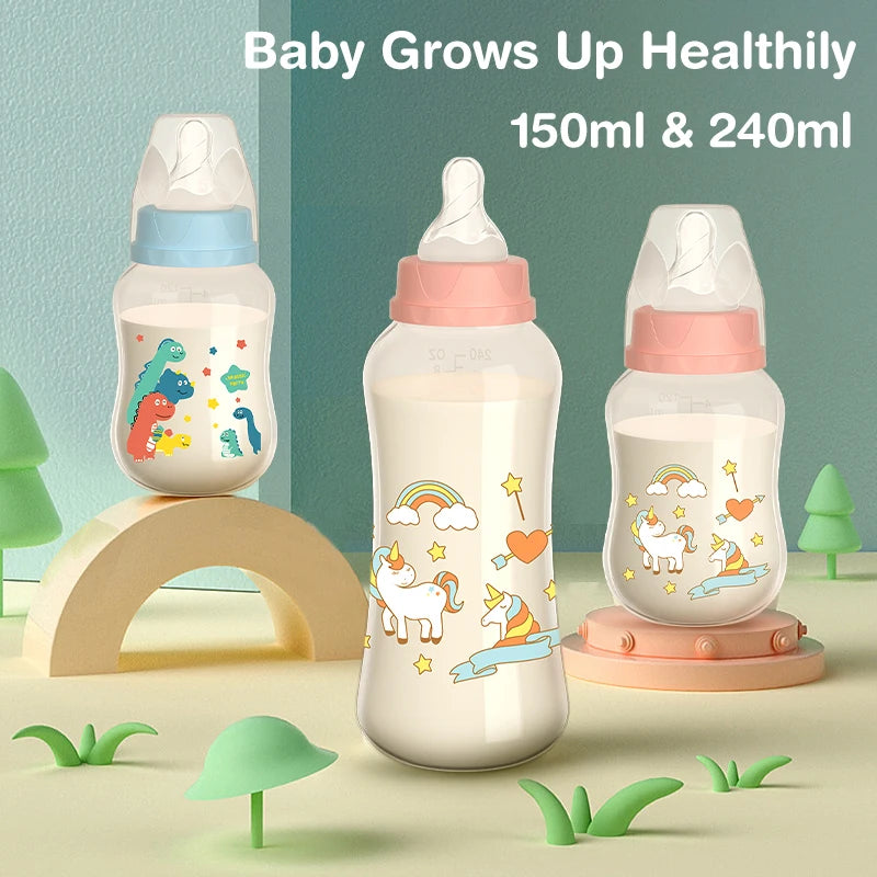 150/240ML Baby PP Bottle with Gravity Ball – Newborn Feeding Bottle with Handle