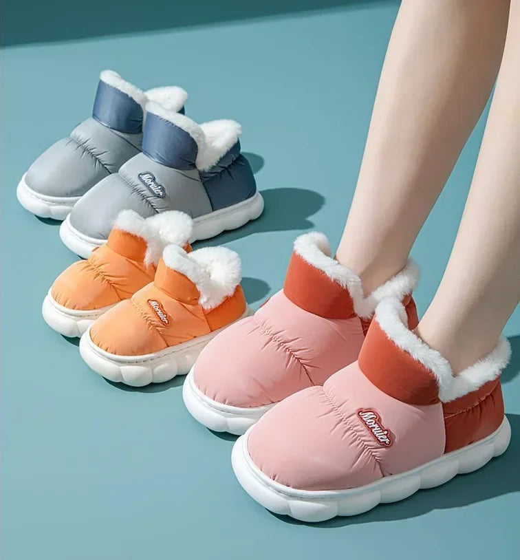 Kids Winter Cotton Boots – Plush PU Leather Anti-Slip Shoes