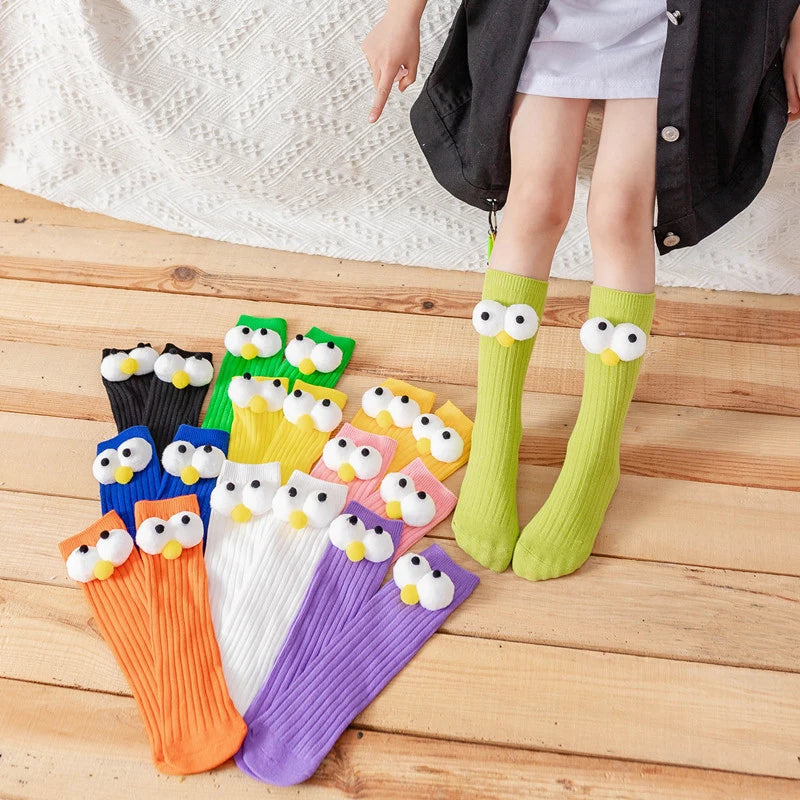 Baby Knee High Socks – Soft Toddler Tube Socks with Funny Big Eyes for Infants & Kids