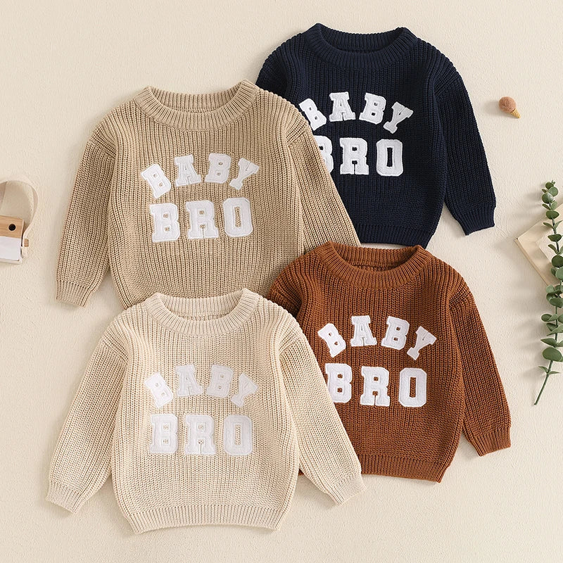 Baby Boys Knit Letter Sweater – Cozy Pullover for Newborns & Toddlers