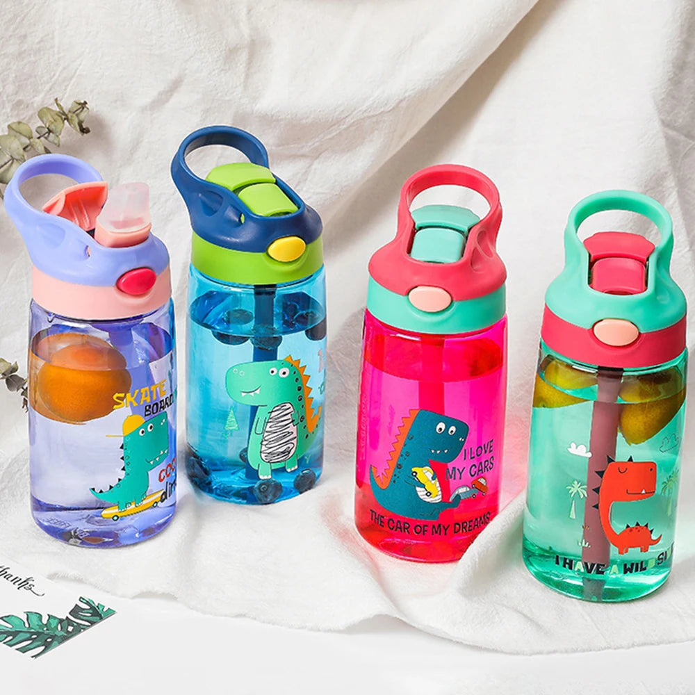 480ML Cartoon Dinosaur Kids Water Bottle – BPA-Free, Spill-Proof Sippy Cup with Straw 🦖✨