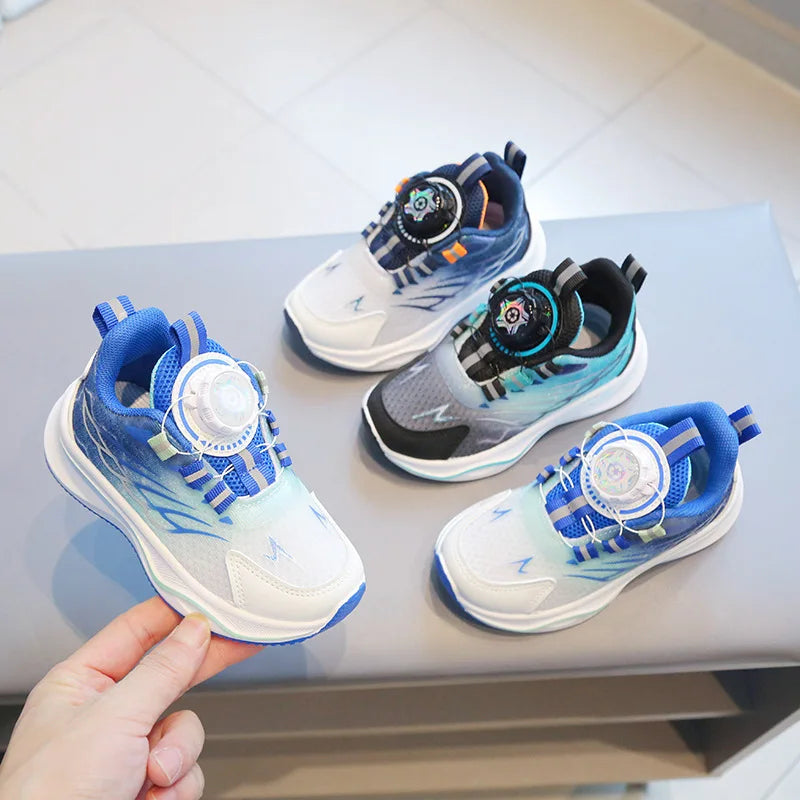 Kids Mesh Sneakers with Rotating Button – Breathable Soft Sole Shoes for Toddlers