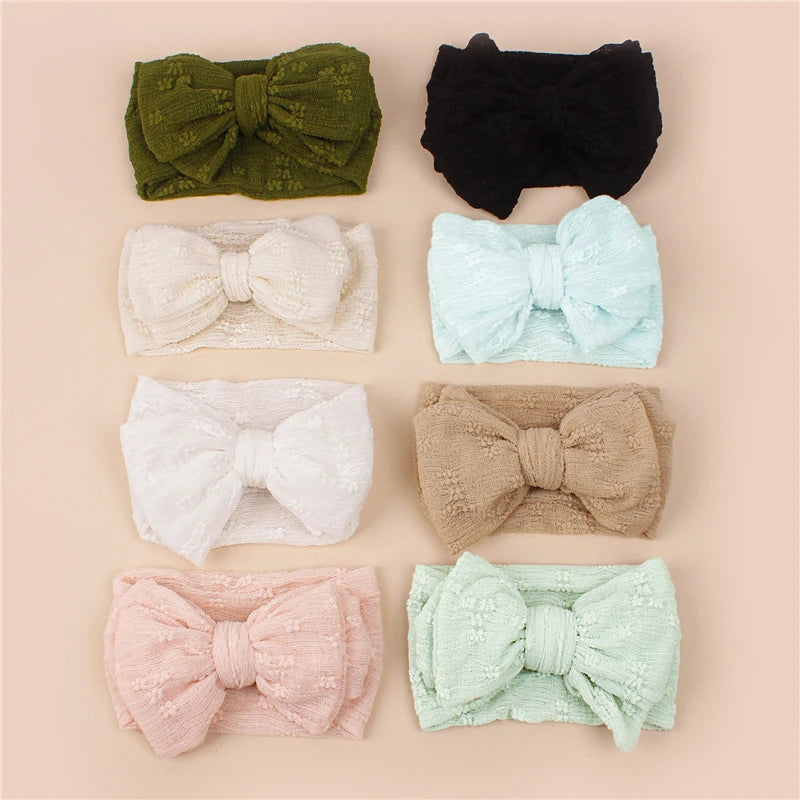 Baby Headband with Embroidery Bowknot – Soft Elastic Newborn & Toddler Hairband | Infant & Kids Hair Accessories