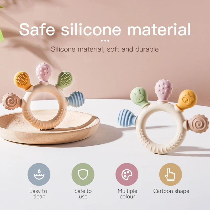 Silicone Baby Teether Toy – Safe & Soothing for Little Ones