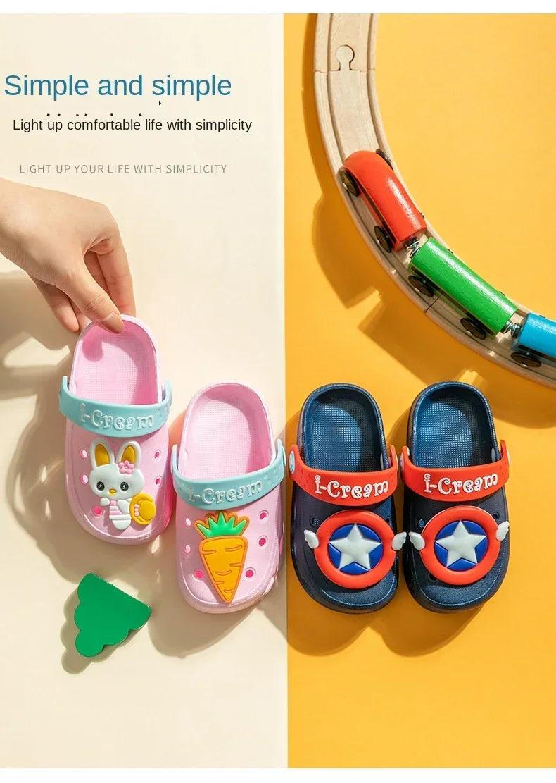 Summer Kids Sandals – Lightweight Anti-Skid Hole Shoes for Boys &amp; Girls | Cartoon DIY Design, Perfect for Sandy Beach &amp; Everyday Wear
