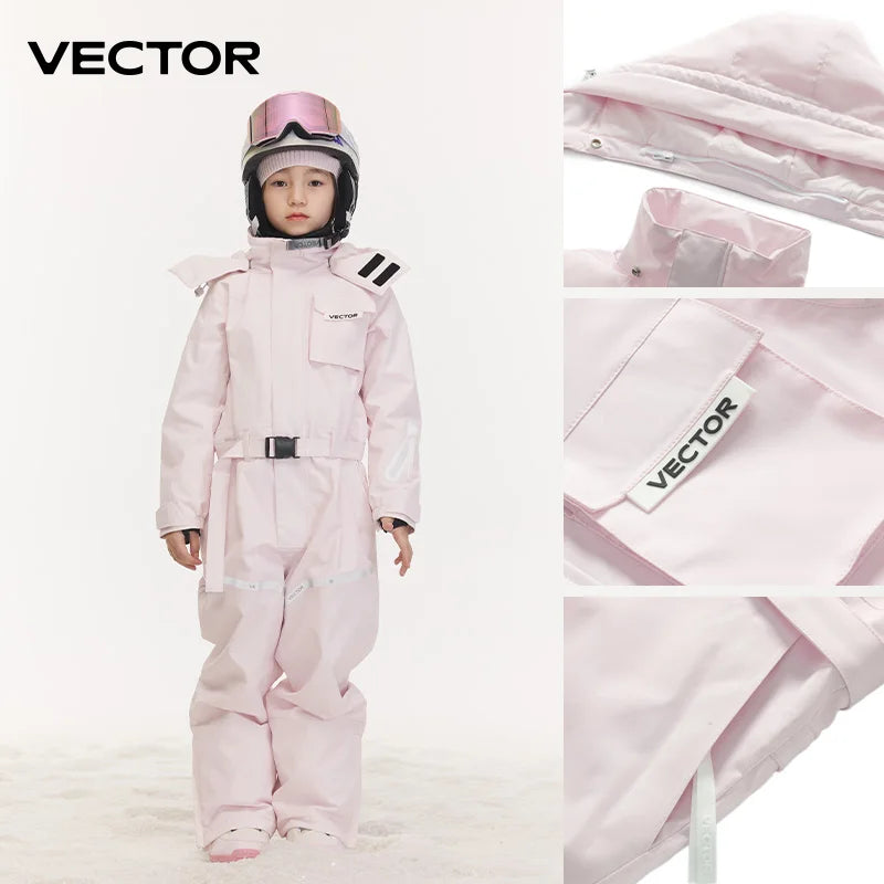 Children’s Waterproof One-Piece Snowsuit – Hooded Winter Ski & Snowboard