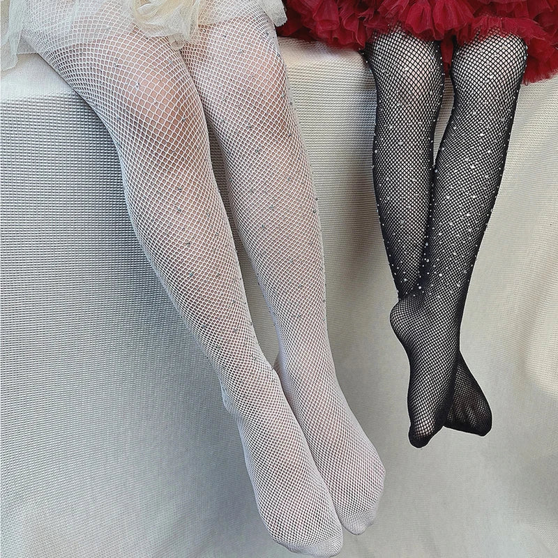 Girls' Glitter Rhinestone Fishnet Stockings