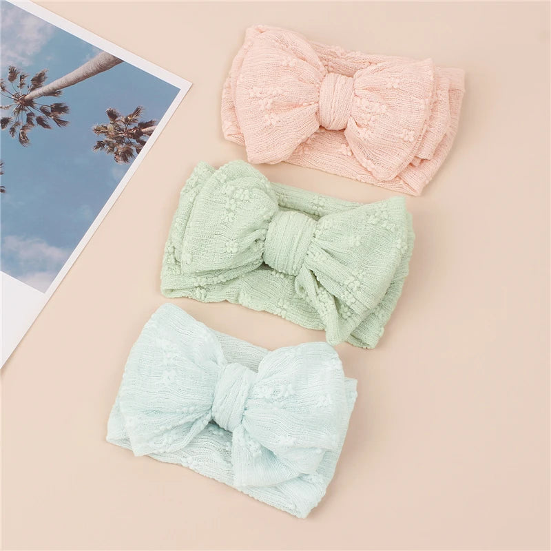 Baby Headband with Embroidery Bowknot – Soft Elastic Newborn & Toddler Hairband | Infant & Kids Hair Accessories