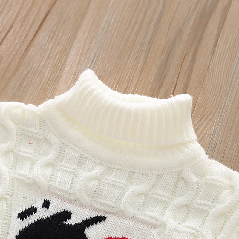 Kids Unisex Turtleneck Knitted Sweater - Jacquard Pullover for Boys & Girls (Ages 3–12)