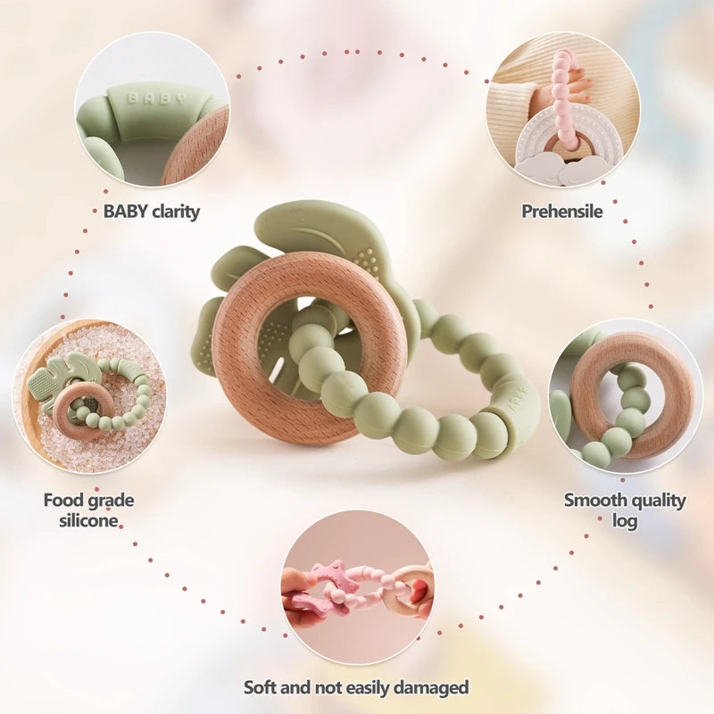 Baby Silicone Teethers Rattle Toys – Food-Grade, BPA-Free, Soothing Teething Accessories