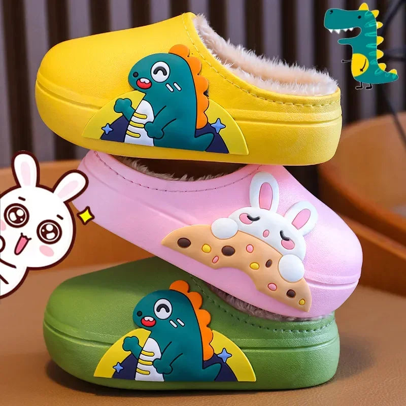 Kids Winter Cartoon Slippers – Warm, Waterproof, Non-Slip Indoor Shoes