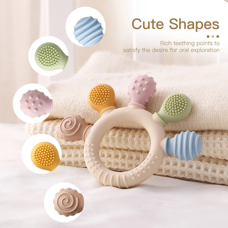 Silicone Baby Teether Toy – Safe & Soothing for Little Ones