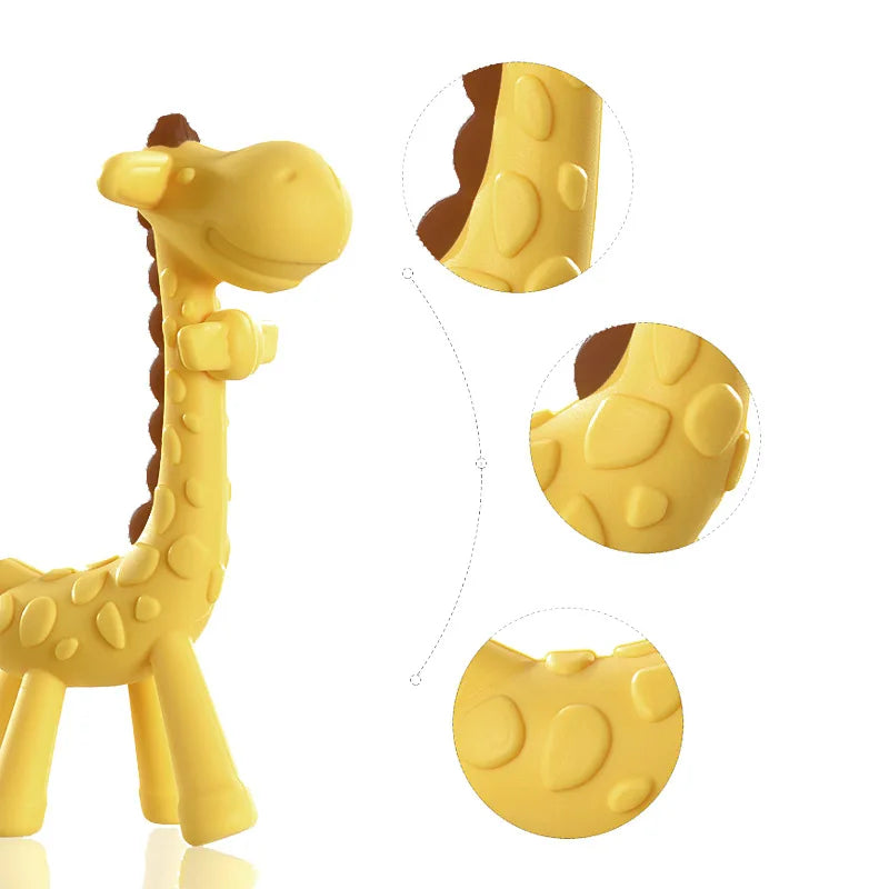 Silicone Giraffe Cartoon Baby Teether – BPA-Free, Soft Chew Toy for Teething Relief BPA Free