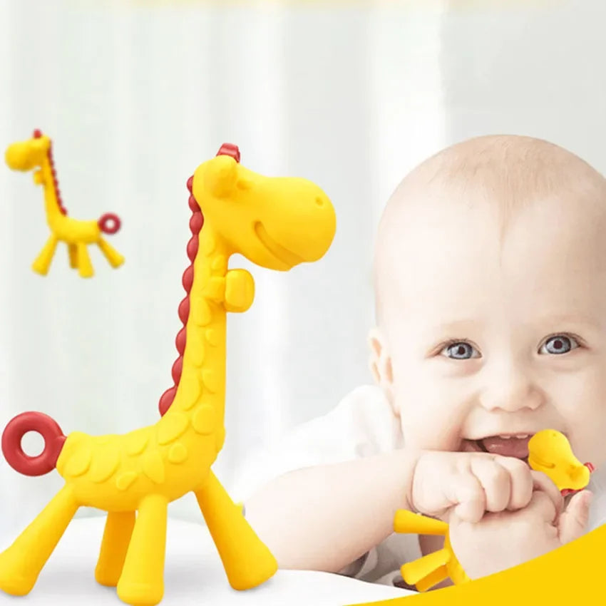 Silicone Giraffe Cartoon Baby Teether – BPA-Free, Soft Chew Toy for Teething Relief BPA Free