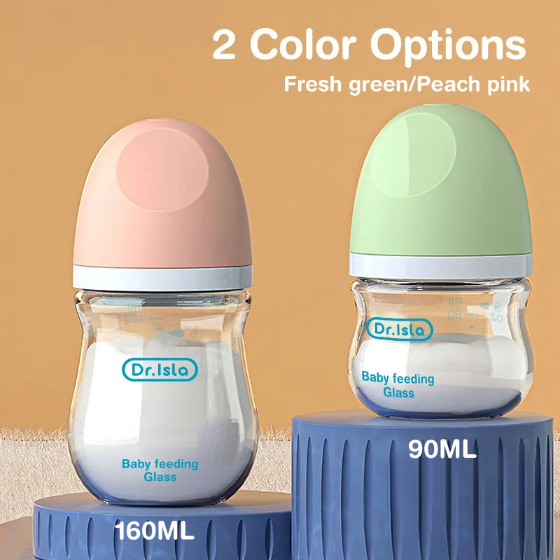 Newborn Feeding Bottles 90ML/160ML – BPA-Free Glass Baby Bottles for Anti-Flatulence Feeding