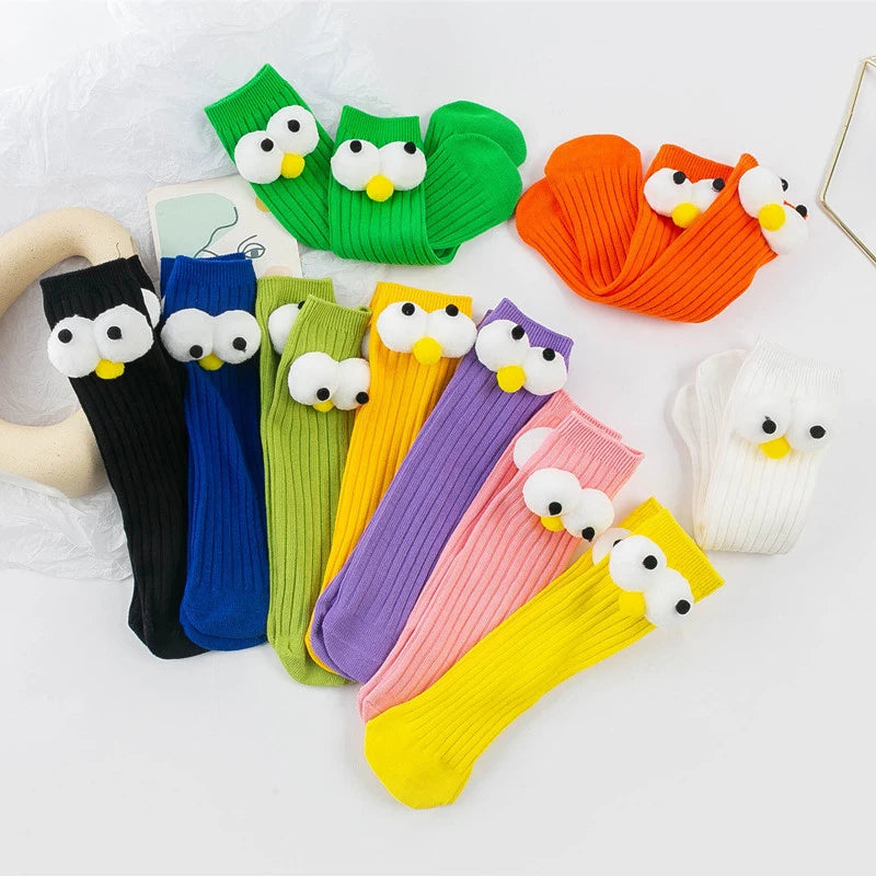 Baby Knee High Socks – Soft Toddler Tube Socks with Funny Big Eyes for Infants & Kids
