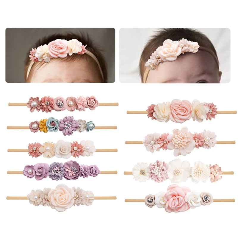 Baby Girl Headband – Newborn & Toddler Elastic Flower Hairband | Soft Infant Head Wrap Kids Hair Accessories