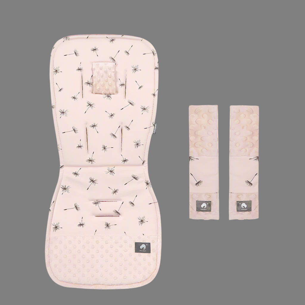 Stroller Cushion & Seat Belt Cover 2Pcs/Set  Universal Baby Pram Seat Pad, Soft Kids Pushchair Car Mat, Stroller Accessories