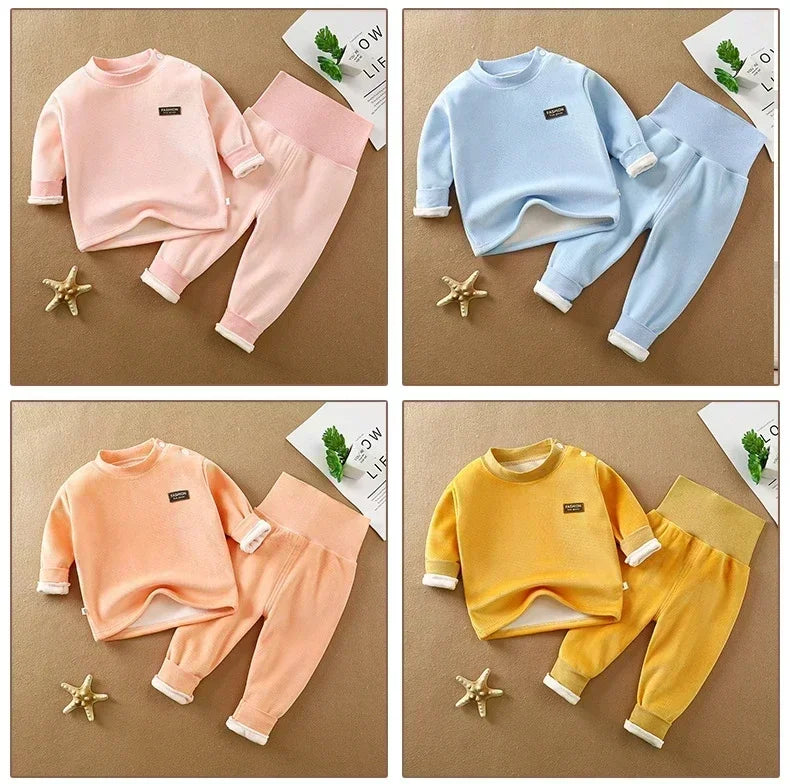 Warm Baby Underwear Set, Thickened High Waist for Autumn & Winter