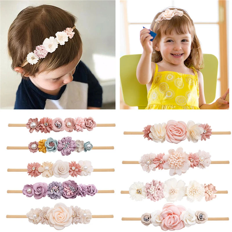 Baby Girl Headband – Newborn & Toddler Elastic Flower Hairband | Soft Infant Head Wrap Kids Hair Accessories