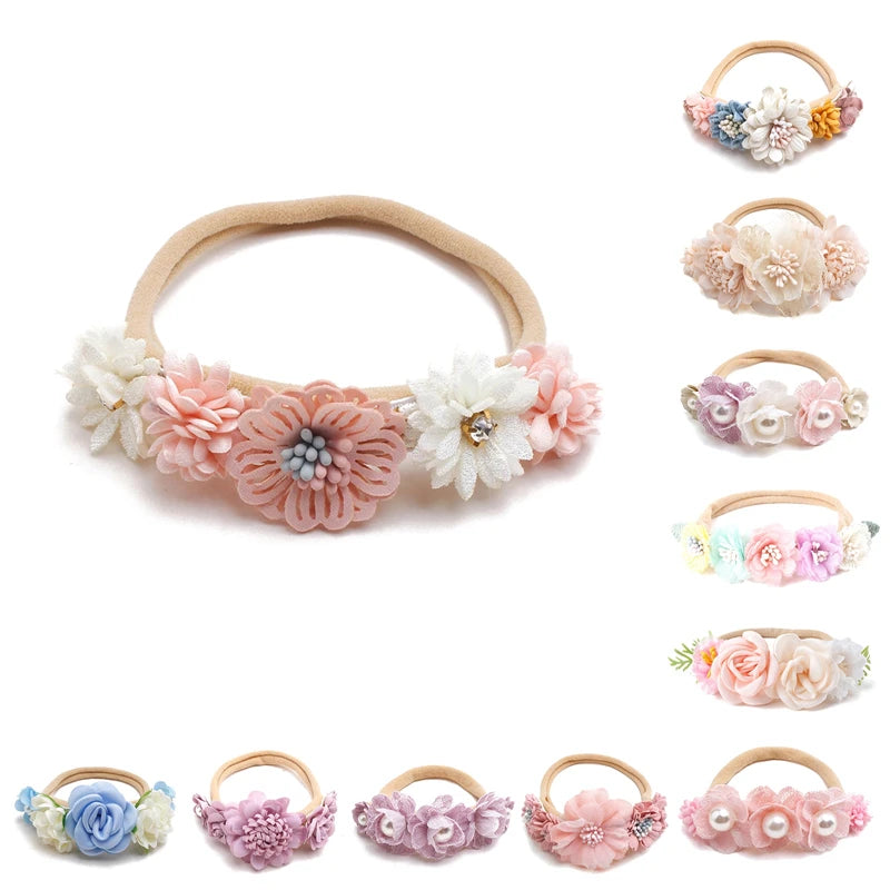 Baby Girl Headbands – Newborn & Toddler Elastic Hair Bows | Soft Flower Head Wrap Kids Hair Accessories