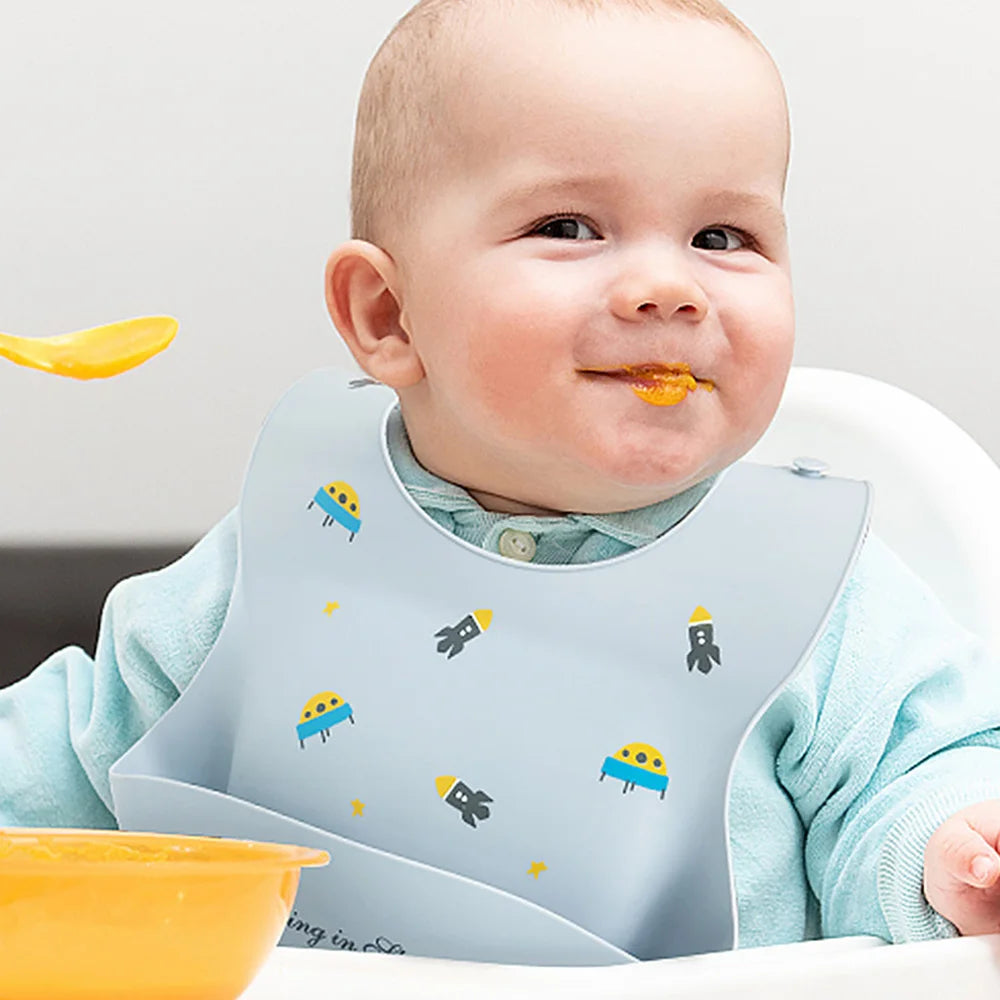 Soft Silicone Waterproof Baby Bib – Adjustable Cartoon Feeding Bib for Toddlers | BPA-Free, Easy to Clean