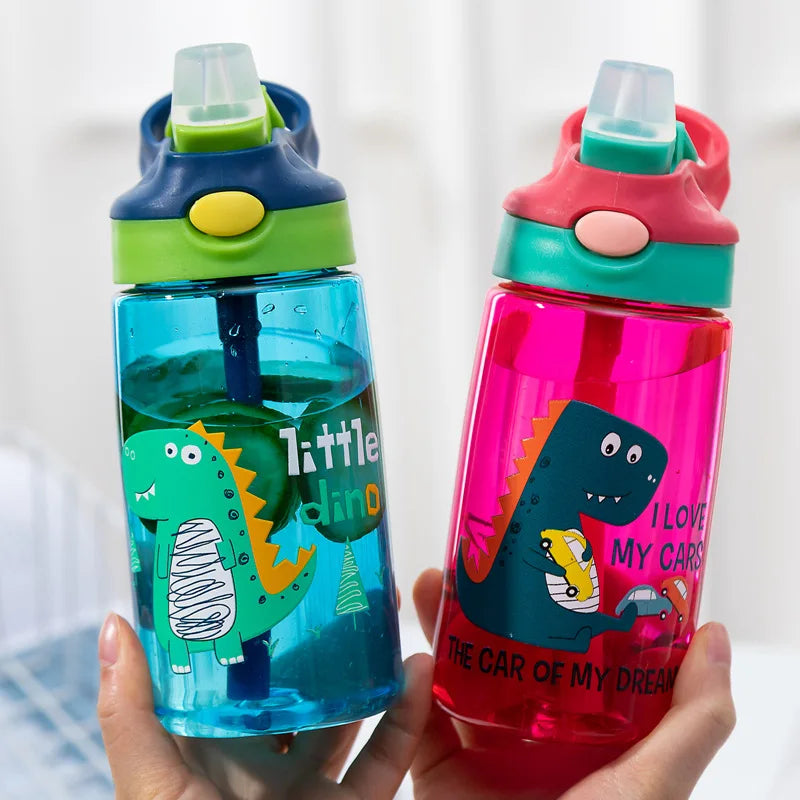 480ML Cartoon Dinosaur Kids Water Bottle – BPA-Free, Spill-Proof Sippy Cup with Straw 🦖✨